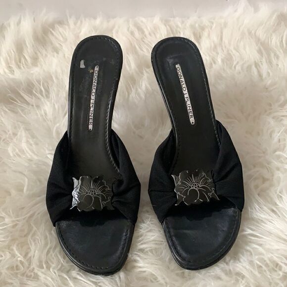 DONALD J PLINER Black Open Toe Kitten Heel Sandals - Picture 1 of 5